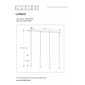 LORENZ Pendant  LED  4x4W Black Matte - obrázek