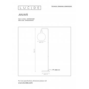 JULIUS Floor lamp E27/25W Smoke glass/ Back Marble - obrázek