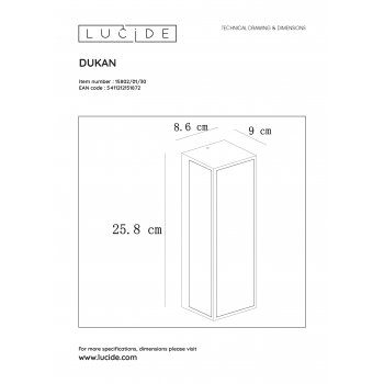 DUKAN Oustide wall lamp E27/40W Black - obrázek