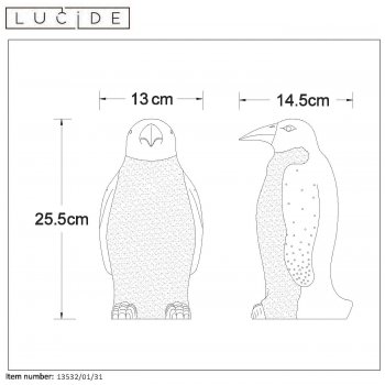 PINGUIN Table Lamp E14 H25.7cm White Porcelain - obrázek