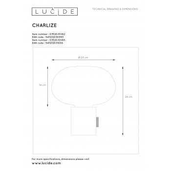 CHARLIZE Table lamp E27/40W Smoke glass/Black Marb - obrázek