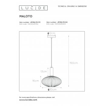 MALOTO Pendant Ă 30 cm - E27 - JantĂˇr - obrázek