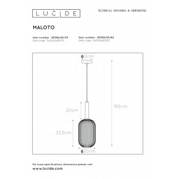 MALOTO Pendant Ă 20 cm - E27 - JantĂˇr - obrázek