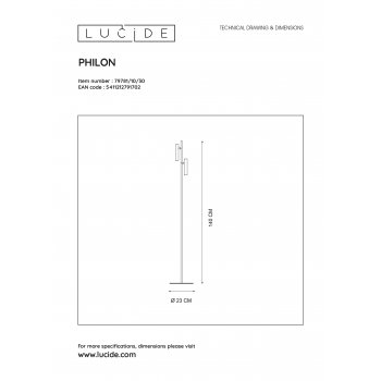 PHILON Floorlamp Led 2x4.5W/2x380LM Black - obrázek