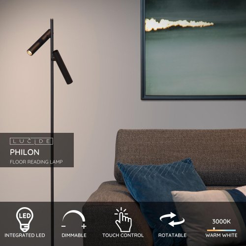 PHILON Floorlamp Led 2x4.5W/2x380LM Black - obrázek
