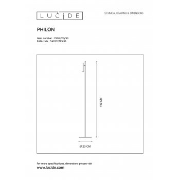 PHILON Floorlamp Led 4.5W/380LM Black - obrázek