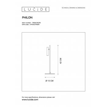 PHILON Table lamp Led 4.5W/380LM Black - obrázek