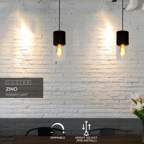 ZINO Pendant E27/60W Satin Black /  Smoke Glass - obrázek