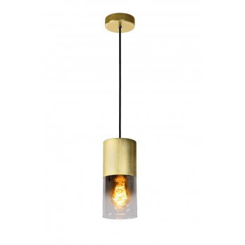 ZINO Pendant E27/60W Satin Brass/Smoke Glass - obrázek