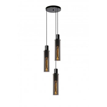 ORLANDO Pendant 3xE27/60W Black/Smoke Glass - obrázek