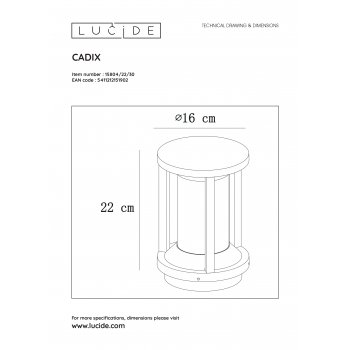 CADIX Outdoor Base lamp 22cm E27/max 15W led Black - obrázek