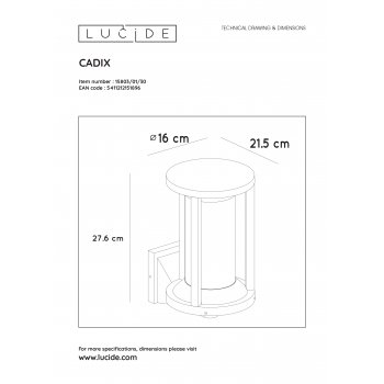 CADIX Outdoor Ceiling light E27/max 15W led Black - obrázek