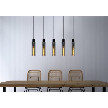 ORLANDO Pendant 5xE27/60W Black/Smoke Glass - obrázek