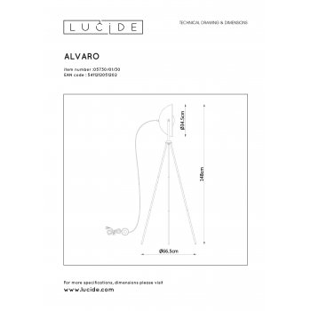 ALVARO Floorlamp E27/40W  Black/Satin brass - obrázek