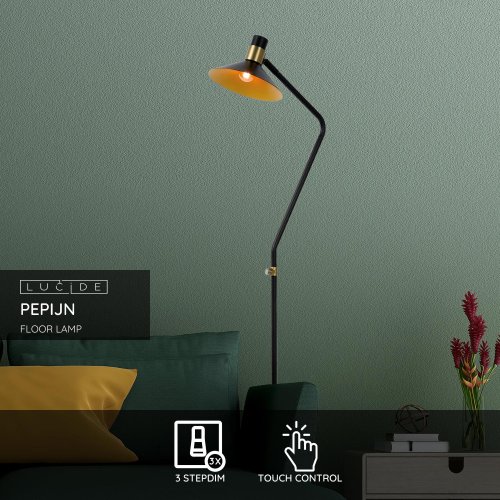 PEPIJN Floorlamp 1xE14 Black/Gold - obrázek