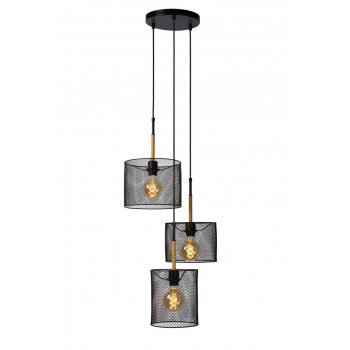 BASKET Pendant 3xE27/40W Black/Wood