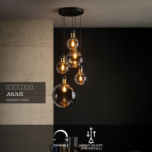 JULIUS Pendant 5x E27  Smoke Glass - obrázek