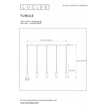 TUBULE  Pendant Led 5x7W 2700K Black - obrázek