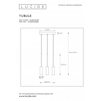 TUBULE  Pendant Led 3x7W 2700K Black - obrázek