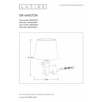 SIR WINSTON Table Lamp E14/40W 31.5H Black /Black - obrázek